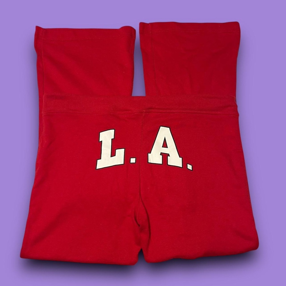 Y2K Red Flared Sweatpants Size Large LA Downtown Girl Bimbocore